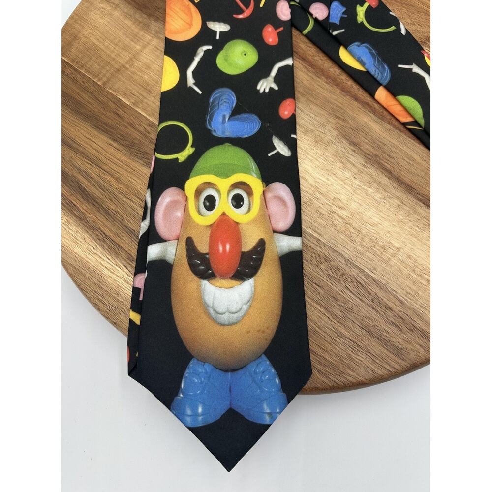 VTG Mr Potato Head Tie Black WallyWear Hasbro 90s Novelty USA Teacher Kidcore - Picture 2 of 10